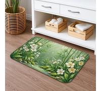 Tapete de baño de secado rápido, diseño de hojas tropicales, absorbente, antideslizante, decorativo, de franela, lavable, para baño, inodoro, baño, 20 x 32 pulgadas