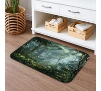 Tapete de baño de secado rápido, diseño de hojas tropicales exuberantes, antideslizante, tapete decorativo de primavera de franela lavable para baño, inodoro, baño, 16 x 24 pulgadas