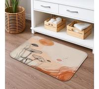 Tapete de baño de secado rápido, diseño floral beige y naranja, absorbente, antideslizante, moderno tapete de baño de espuma viscoelástica, lavable, para decoración de baño, 16 x 24 pulgadas