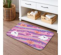 Tapete de baño divertido de Halloween de secado rápido, lindos fantasmas y calabazas, absorbente, antideslizante, tapete de ducha divertido de franela lavable para baño, inodoro, baño, decorativo