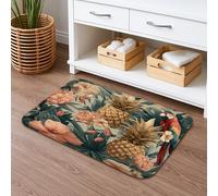 Tapete de baño floral de piña tropical, de secado rápido, diseño de hojas botánicas vintage, antideslizante, tapete de ducha de franela exótica de verano, lavable, para decoración de baño, 20 x 32