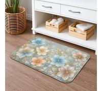 Tapete de baño floral de secado rápido, absorbente y antideslizante con flores de durazno, tapete decorativo de primavera de franela lavable para baño, inodoro, baño, 16 x 24 pulgadas