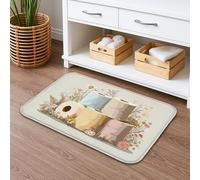 Tapete de baño floral de secado rápido, absorbente y antideslizante, diseño de flores vintage, tapete decorativo de franela lavable para baño, inodoro, baño, 20 x 32 pulgadas