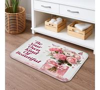 Tapete de baño floral de secado rápido, absorbente y antideslizante, diseño de ramo de flores de durazno, alfombras de baño lavables para baño, baño, baño, decoración de 20 x 32 pulgadas