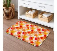 Tapete de baño floral de secado rápido con acuarela, naranja brillante, rojo, abstracto, absorbente, antideslizante, de franela de verano, lavable, para baño, 16 x 24 pulgadas