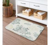 Tapete de baño floral de secado rápido, diseño de hojas verdes, elegante, absorbente, antideslizante, para primavera, hogar, lavable, para baño, baño, baño, decorativo, 40,6 x 60,9 cm