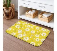 Tapete de baño floral de secado rápido, diseño vintage de flores amarillas de crisantemo, absorbente, antideslizante, tapete decorativo de franela lavable para baño, inodoro, baño, 20 x 32 pulgadas