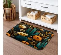 Tapete de baño floral de secado rápido, diseño vintage de flores verdes, absorbente, antideslizante, tapete de ducha decorativo de franela lavable para baño, inodoro, baño, 16 x 24 pulgadas