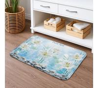 Tapete de baño floral de secado rápido, elegante diseño de lirios blancos, absorbente, antideslizante, refrescante, lavable, para baño, baño, baño, decorativo, 20 x 32 pulgadas