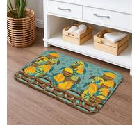 Tapete de baño floral de secado rápido, flores amarillas y hojas verdes, absorbente, antideslizante, tapete de ducha decorativo de franela lavable, 20 x 32 pulgadas