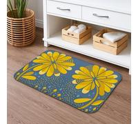 Tapete de baño floral de secado rápido, patrón de flores amarillas vintage, absorbente, antideslizante, tapete decorativo de franela lavable para baño, inodoro, baño, 20 x 32 pulgadas