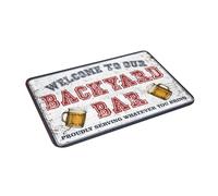 Tapete de baño floral para exteriores, bienvenido a nuestro bar de patio trasero, sirviendo con orgullo lo que traigas, para el suelo de la sala de lavado y grande/piel, tapetes para puerta delantera