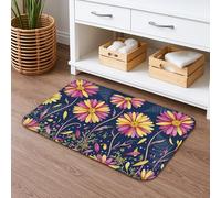 Tapete de baño floral vintage de secado rápido, patrón de crisantemo de melocotón, absorbente, antideslizante, tapete decorativo de verano de franela lavable para baño, inodoro, baño, 16 x 24 pulgadas