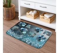 Tapete de baño geométrico moderno de secado rápido, con hexágonos azules y burbujas, absorbente, antideslizante, de franela, lavable, para baño, inodoro, 20 x 32 pulgadas