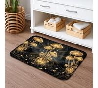 Tapete de baño luminoso de secado rápido, diseño artístico negro y dorado, absorbente, antideslizante, decorativo, lavable, para baño, inodoro, baño, 20 x 32 pulgadas