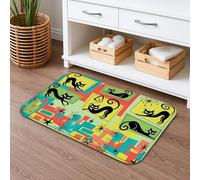 Tapete de baño retro geométrico de secado rápido, diseño de gatos negros, absorbente, antideslizante, tapete decorativo de franela lavable para baño, inodoro, baño, 20 x 32 pulgadas