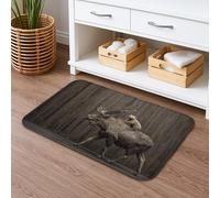 Tapete de baño rústico de secado rápido con alce y perezoso, tapete de ducha antideslizante y absorbente de vida silvestre, tapete de baño de franela lavable para cabaña de otoño, decorativo, 40,6 x