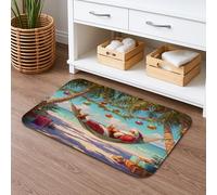Tapete de baño tropical de secado rápido, hamaca colorida para vacaciones, absorbente, antideslizante, tapete de baño de franela lavable para baño, decorativo, 20 x 32 pulgadas