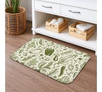 Tapete de baño vintage botánico de secado rápido, absorbente y antideslizante, con patrón de vegetales verdes, tapete decorativo de franela lavable para baño, inodoro, baño, 20 x 32 pulgadas