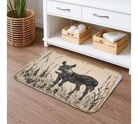 Tapete de baño vintage con ilustración de perro, diseño rústico de animales, absorbente, antideslizante, de espuma viscoelástica de primavera, lavable, para baño, inodoro, decoración de baño, 20 x 32