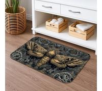Tapete de baño vintage floral de secado rápido, elegante alfombra de ducha absorbente antideslizante con flores oscuras, tapete decorativo de franela lavable para otoño, 40,6 x 60,9 cm