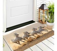Tapete De Bienvenida con Caballo Blanco Galopando, Antideslizante, Adecuado para Uso En Interiores Y Exteriores, Alfombra con Realismo Dinámico Dormitorios, Cocinas 40 x 60 cm