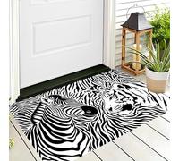 Tapete De Bienvenida con Cebra Tigre, Antideslizante, Adecuado para Uso En Interiores Y Exteriores, Alfombra con Rayas Blancas Y Negras Dormitorios, Cocinas 45 x 75 cm