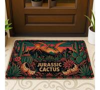 Tapete de bienvenida con diseño de cactus, pterosaurio de montaña del desierto antiguo, color verde, lavable, de perfil bajo, decoración de entrada, para porche delantero, baño, oficina, 29 x 17