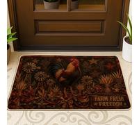 Tapete de bienvenida con diseño de gallo para puerta de granja, rústico, trigo y otoño, de goma, antideslizante, decorativo, para casa, oficina, exterior, interior, entrada, decoración, 73 x 43 cm