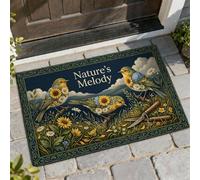 Tapete de bienvenida con diseño de pájaros, girasol, crisantemo, primavera, verde, antideslizante, para el suelo, casa, oficina, exterior, interior, entrada, decoración, 73 x 43 cm