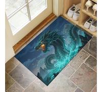 Tapete De Bienvenida con Dragón del Océano, Antideslizante, Adecuado para Uso En Interiores Y Exteriores, Alfombra con Mitología Tradicional Asiática Dormitorios, Cocinas 90 x 150 cm