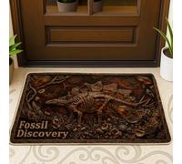 Tapete de bienvenida de dinosaurio, conchas fósiles rústicas naturales, color marrón, lavable, perfil bajo, decoración al aire libre para puerta delantera, entrada, patio, 73 x 43 cm