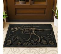Tapete de bienvenida de dinosaurio, fósiles rústicos naturales, helechos, ninguno de goma negra, antideslizante, decorativo, decoración al aire libre, para puerta delantera, entrada, patio, 73 x 43 cm