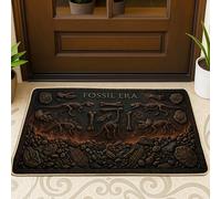 Tapete de bienvenida de dinosaurio, huesos rústicos naturales, fósiles, ninguno marrón, lavable, de perfil bajo, decoración del hogar para entrada, porche al aire libre, balcón, 29 x 17 pulgadas