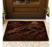 Tapete de bienvenida de esqueleto, diseño gótico de fantasía, luna, desierto, Halloween, color marrón, lavable, de perfil bajo, para el hogar, interior, exterior, entrada, porche, decoración de 29 x
