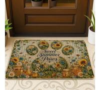 Tapete de bienvenida de girasol, crisantemo rústico de verano, tarro de miel, amarillo, antideslizante, atrapasuciedad, para decoración de suelo, exterior, puerta delantera, entrada, patio, 29 x 17