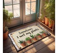 Tapete de bienvenida de otoño al aire libre, letrero rústico con plantas en maceta y texto humorístico, decoración de habitación para hombres con refranes divertidos (50 x 80 cm)
