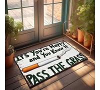 Tapete de bienvenida para exteriores con texto en inglés "Pass the Grass: A Humorous Take On Smoking Doormat Room Decor for Men Doormats With Funny Dichings" (50 x 80 cm)