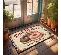 Tapete de bienvenida para exteriores de otoño, las mejores donas de la ciudad: golosinas frescas y deliciosas. Felpudo para decoración de habitación para hombres con refranes divertidos (50 x 80 cm)