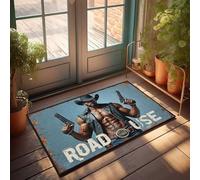 Tapete de bienvenida para otoño y carretera: el último tapete de bienvenida de aventura occidental, tapete de bienvenida para puerta delantera (40 x 60 cm)