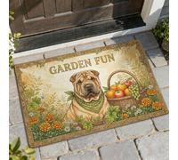 Tapete de bienvenida para perro, cesta rústica de jardín, flores, verde primavera, antideslizante, atrapasuciedad, alfombra para casa, oficina, exterior, interior, entrada, decoración, 73 x 43 cm