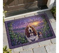 Tapete de bienvenida para perro, color lavanda rústica, amanecer, primavera, violeta, antideslizante, para casa, oficina, exterior, interior, entrada, decoración, 73 x 43 cm