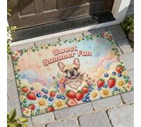 Tapete de bienvenida para perro, diseño de crisantemo de fresa, color pastel, antideslizante, para casa, oficina, exterior, interior, decoración de entrada, 29 x 17 pulgadas