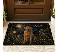 Tapete de bienvenida para perro, diseño de farol rústico de naturaleza, no amarillo, antideslizante, atrapasuciedad, para entrada, porche, baño, oficina, 29 x 17 pulgadas