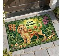 Tapete de bienvenida para perro, diseño de orquídeas tropicales, color verde, antideslizante, para casa, oficina, exterior, interior, entrada, decoración, 73 x 43 cm