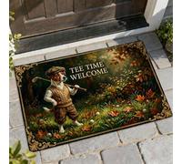 Tapete de bienvenida para perro, diseño rústico de hojas de club de golf, otoño, verde, antideslizante, atrapasuciedad, tapete decorativo para casa, oficina, exterior, interior, entrada, decoración de
