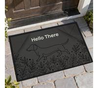 Tapete de bienvenida para perro, moderno, minimalista, hojas, flores, ninguno negro, lavable, de perfil bajo, decoración de entrada para porche delantero, baño, oficina, 29 x 17 pulgadas
