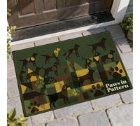 Tapete de bienvenida para perro, moderno triángulo geométrico de patas, no verde, antideslizante, decoración del hogar para entrada, porche al aire libre, balcón, 29 x 17 pulgadas