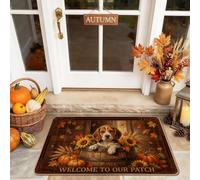 Tapete de bienvenida para perro, rústico, de temporada, girasol, calabazas, otoño, marrón, antideslizante, para casa, oficina, exterior, interior, entrada, decoración, 73 x 43 cm