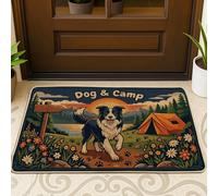 Tapete de bienvenida para perro, tienda de campaña de aventura al aire libre, verano, verde, goma antideslizante, para casa, oficina, exterior, interior, entrada, decoración, 73 x 43 cm
